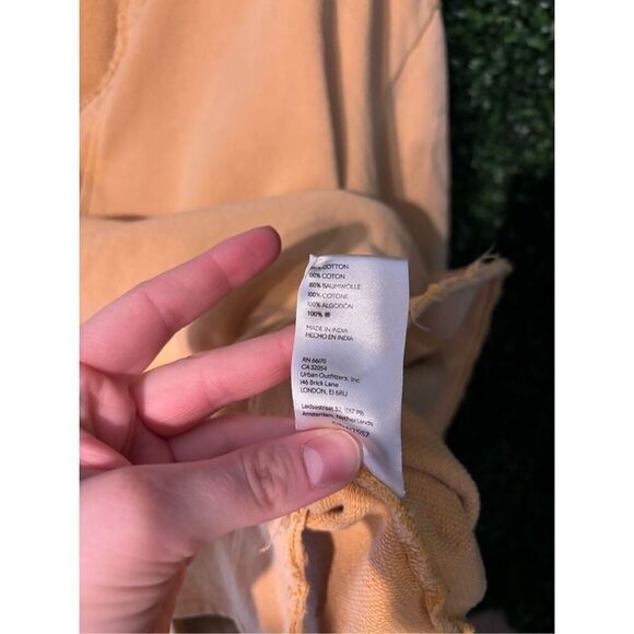 Pilcro by Anthropologie Large Distressed Long Sleeve Split Hem Tunic Top Gold - Picture 5 of 6